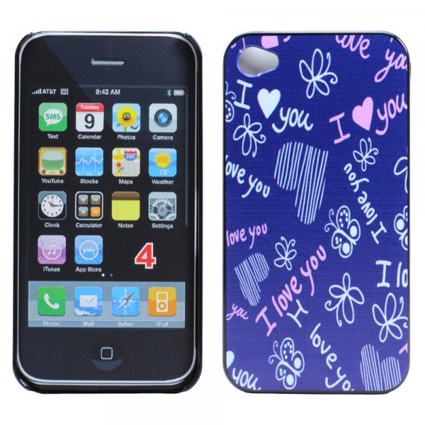 Wholesale iPhone 4 4S Purple I Love You Design Hard Case (Purple I Love You)